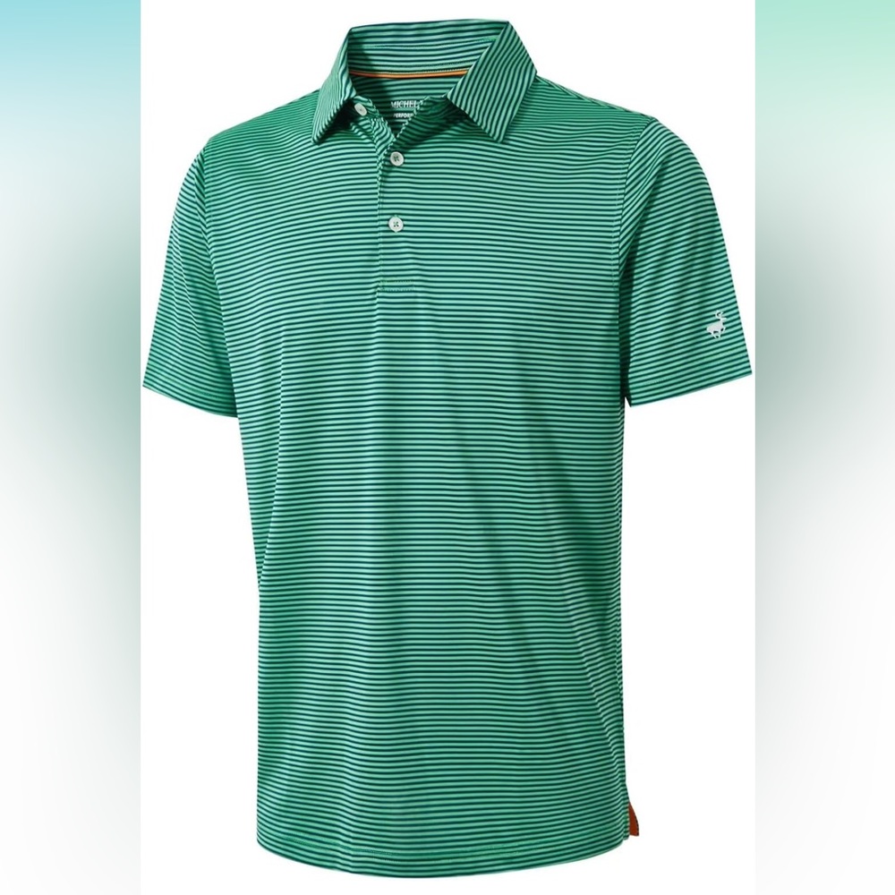 Men's Green Dry Fit Performance Golf Polo Shirt